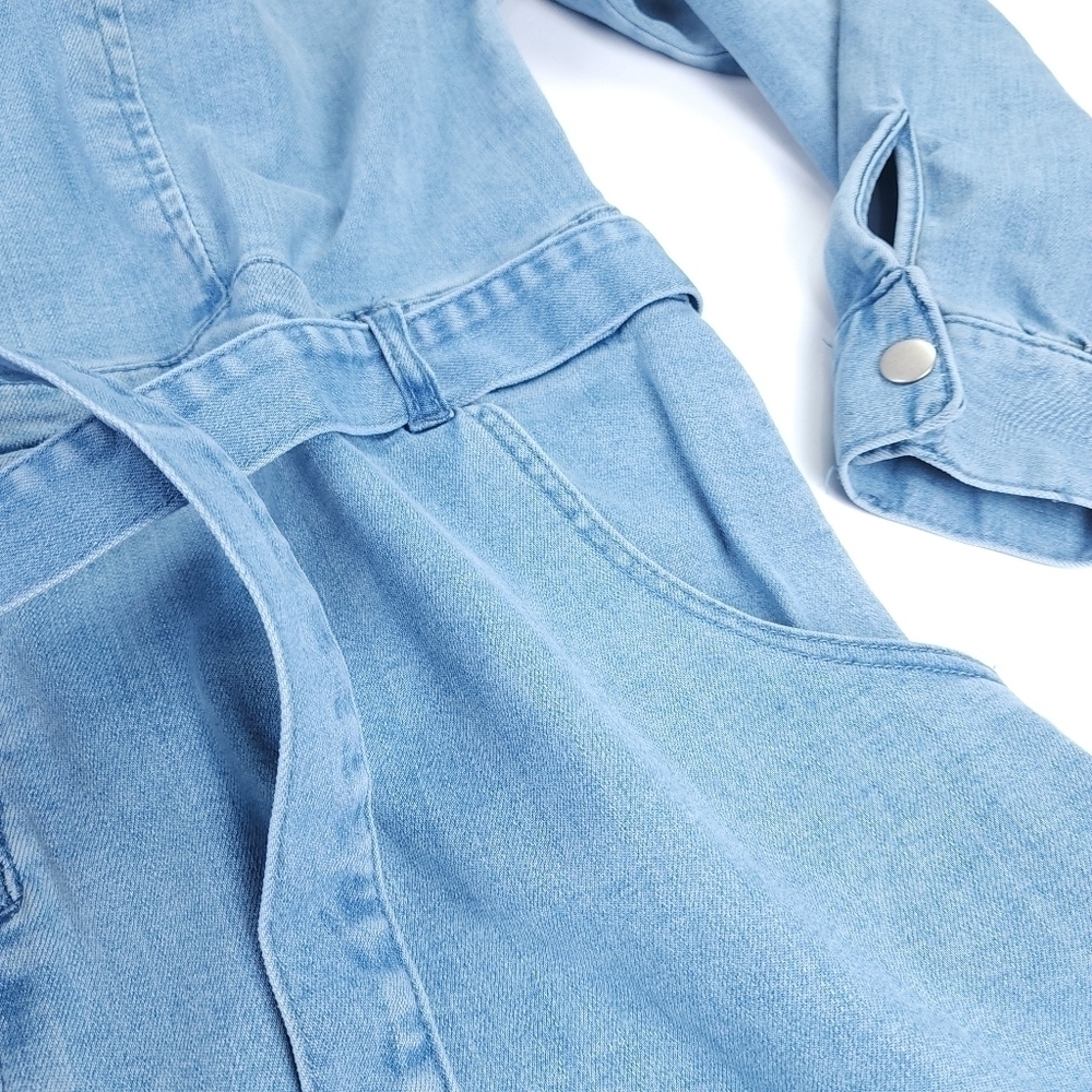 Denim Viscose Blend Blue Women's Belted Pocketed Dress SZ XXL - Picture 8 of 13